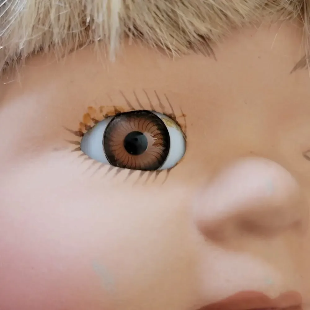 Paper Boy Winking Porcelain Doll Brown Eyes Blonde Hair 16 Inches Collector